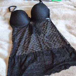 Elegant Black Lace Chemise